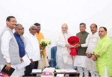 झारखंड भाजपा नेताओं के प्रतिनिधिमंडल ने अमित शाह से उनके आवास पर शिष्टाचार भेंट की amit shah