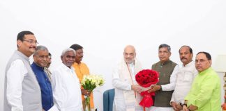 झारखंड भाजपा नेताओं के प्रतिनिधिमंडल ने अमित शाह से उनके आवास पर शिष्टाचार भेंट की amit shah