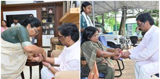 बड़ी बहन अंजनी सोरेन ने मुख्यमंत्री को बाँधी राखी,बहन मति दुमका से आई राखी बाँधने rakshabandhan